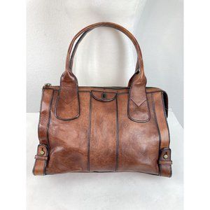 *Fossil 1954 Brown Pebbled Leather Shoulder Bag Purse Messenger Briefcase Straps